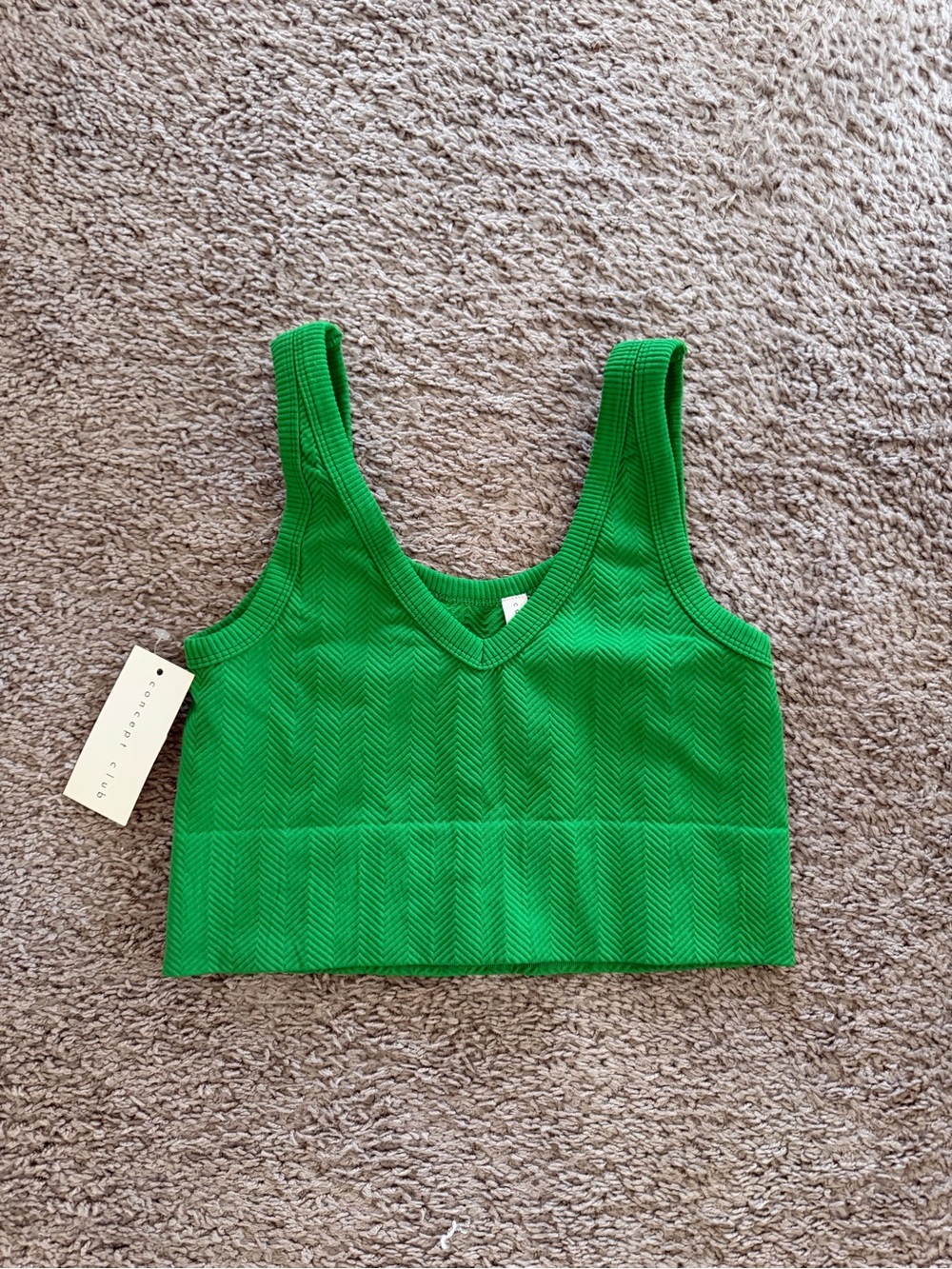Scorpio Sol Green Ribbed V-Neck Tank Crop Top